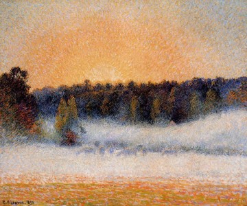 Sol poniente y niebla eragny 1891 Camille Pissarro Pinturas al óleo